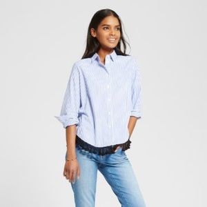 Target Who-what-wear blue striped shirt. Size M.
